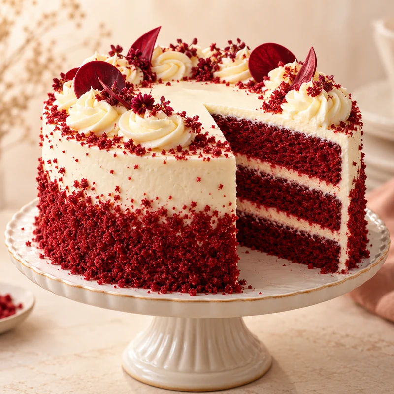 Cake design inspiration for Red Velvet Cake